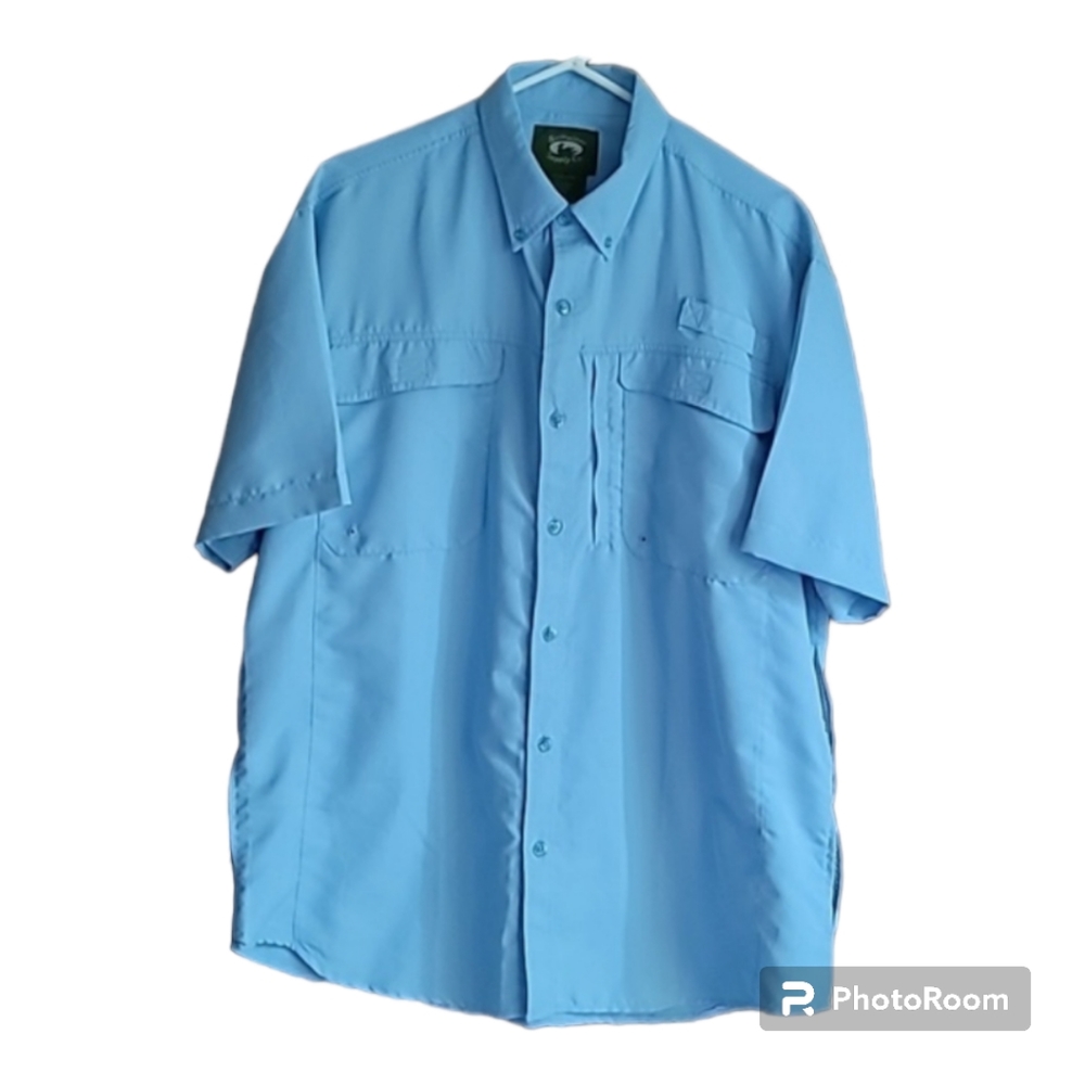 Stillwater supply mens shirt Lg polyester vented quick dry pockets blue